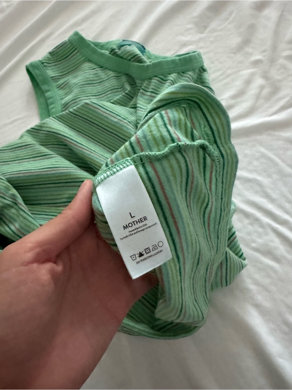 MOTHER Green Striped Ribbed Tank Top - Picture 3 of 4